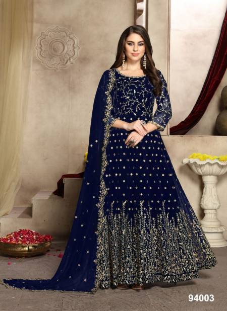 Navy Blue Colour AANAYA 94 Wedding Wear Heavy Georgette Anarkali  Latest salwar Suit Collection 94003
